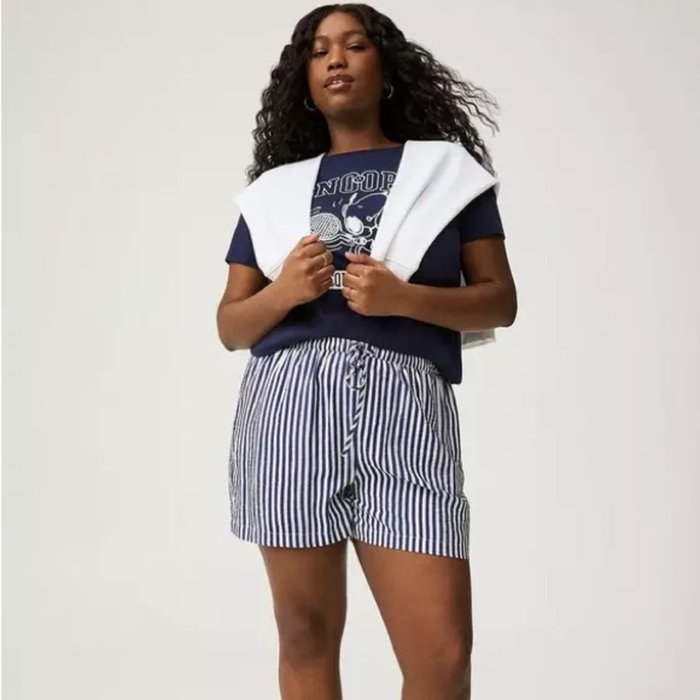 Torrid Navy and White Striped Women Shorts